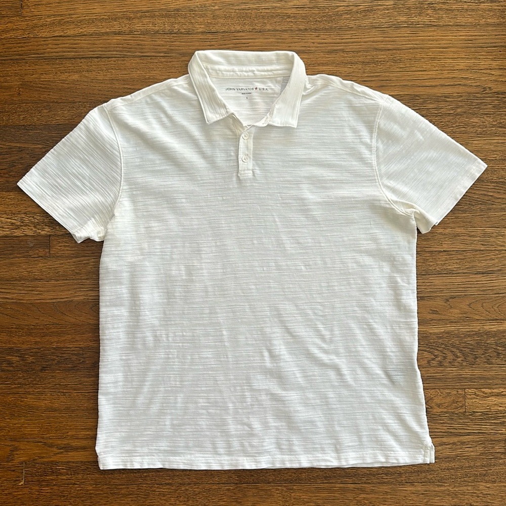 John Varvatos USA Men’s White Cotton Short Sleeve Polo Shirt